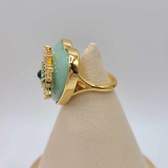 Kurt Geiger Evil Eye Green Stone Heart Cocktail Ring size 7 NWT!  NEW! - Picture 7 of 9